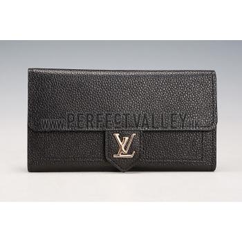 Replica Louis Vuitton Lockme Wallet Black