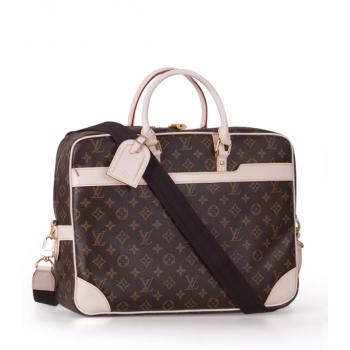 Louis Vuitton Monogram Canvas M40223 Brown Cow Leather Large Handbags