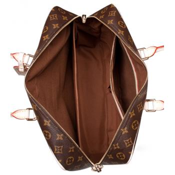 Louis Vuitton Monogram Canvas M40223 Brown Cow Leather Large Handbags