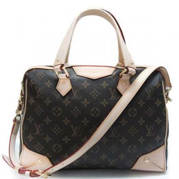 Louis Vuitton Monogram Canvas M40325 Brown Cow Leather Large Bags