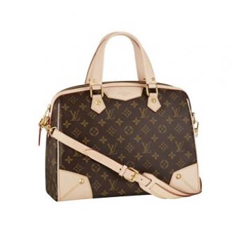 Louis Vuitton Monogram Canvas M40325 Brown Cow Leather Large Bags