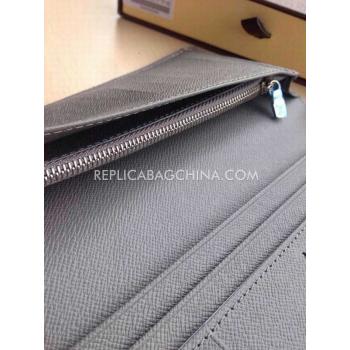 Replica Louis Vuitton Grey Calfskin Wallet Purse