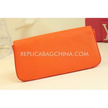 Louis Vuitton Evening Bag Clutch Orange Leather