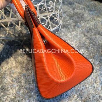 Replica Quality Louis Vuitton Handbag Marly Calfskin Orange