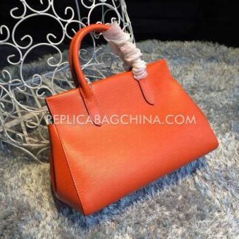 Replica Quality Louis Vuitton Handbag Marly Calfskin Orange