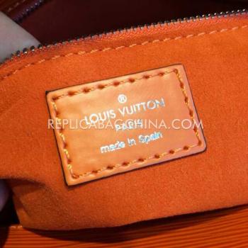 Replica Quality Louis Vuitton Handbag Marly Calfskin Orange