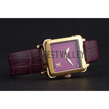 Louis Vuitton Emprise Purple Dial Gold Case Purple Leather Strap  622787 Replica