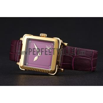 Louis Vuitton Emprise Purple Dial Gold Case Purple Leather Strap  622787 Replica