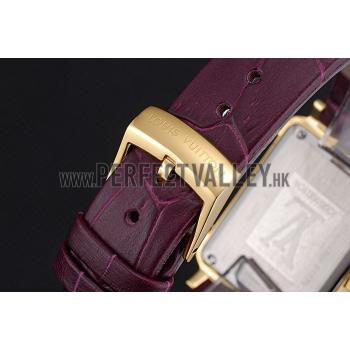 Louis Vuitton Emprise Purple Dial Gold Case Purple Leather Strap  622787 Replica