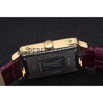 Louis Vuitton Emprise Purple Dial Gold Case Purple Leather Strap  622787 Replica