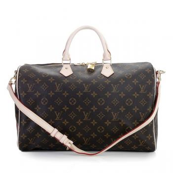 Louis Vuitton Monogram Canvas M40393 Brown Cow Leather Large Handbag