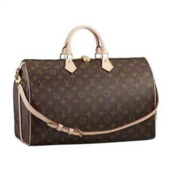 Louis Vuitton Monogram Canvas M40393 Brown Cow Leather Large Handbag