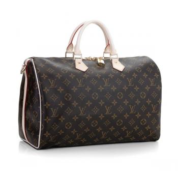 Louis Vuitton Monogram Canvas M40393 Brown Cow Leather Large Handbag