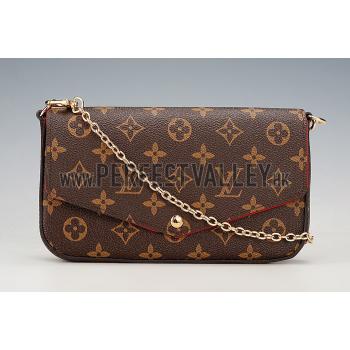 Louis Vuitton Monogram Felicie Chain Wallet Red 18926650