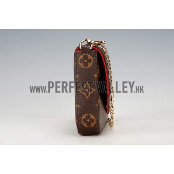 Louis Vuitton Monogram Felicie Chain Wallet Red 18926650