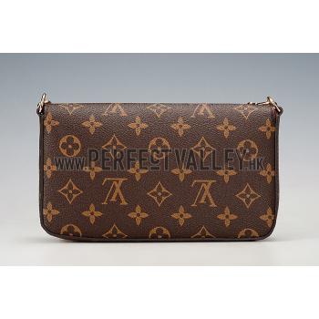 Louis Vuitton Monogram Felicie Chain Wallet Red 18926650