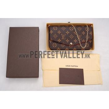 Louis Vuitton Monogram Felicie Chain Wallet Red 18926650