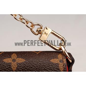 Louis Vuitton Monogram Felicie Chain Wallet Red 18926650