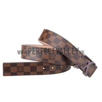 Louis Vuitton  Brown Ruthenium Finished Logo Buckle Louis Vuitton Damier Canvas Leather Belt Replica