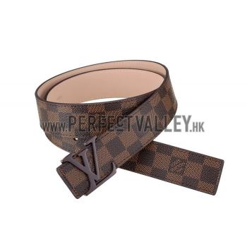 Louis Vuitton  Brown Ruthenium Finished Logo Buckle Louis Vuitton Damier Canvas Leather Belt Replica