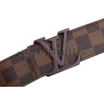 Louis Vuitton  Brown Ruthenium Finished Logo Buckle Louis Vuitton Damier Canvas Leather Belt Replica