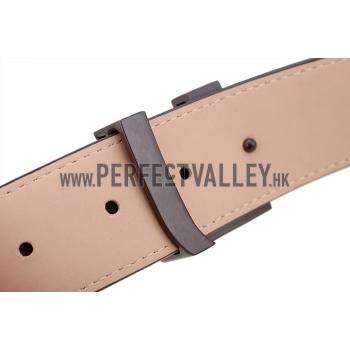 Louis Vuitton  Brown Ruthenium Finished Logo Buckle Louis Vuitton Damier Canvas Leather Belt Replica