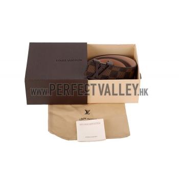 Louis Vuitton  Brown Ruthenium Finished Logo Buckle Louis Vuitton Damier Canvas Leather Belt Replica