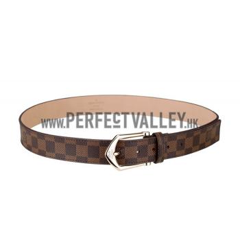 Cheap Louis Vuitton  Arrow Shaped Brass Hook Buckle Damier Canvas Leather Belt