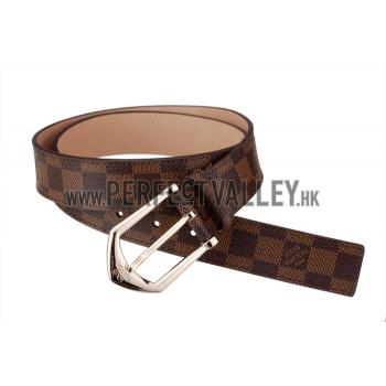 Cheap Louis Vuitton  Arrow Shaped Brass Hook Buckle Damier Canvas Leather Belt