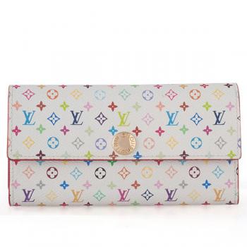 Louis Vuitton Monogram Multicolore M93743 White Cow Leather Wallet