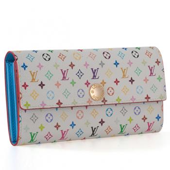 Louis Vuitton Monogram Multicolore M93743 White Cow Leather Wallet