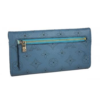 Louis Vuitton Mahina Leather M95550 Blue Cow Leather Wallet