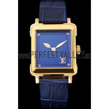 Louis Vuitton Emprise Blue Dial Gold Case Blue Leather Strap  622788