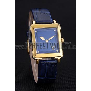 Louis Vuitton Emprise Blue Dial Gold Case Blue Leather Strap  622788