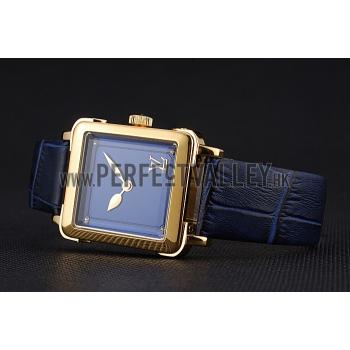 Louis Vuitton Emprise Blue Dial Gold Case Blue Leather Strap  622788