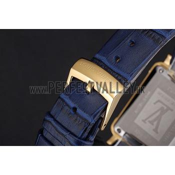 Louis Vuitton Emprise Blue Dial Gold Case Blue Leather Strap  622788