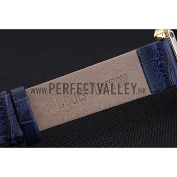 Louis Vuitton Emprise Blue Dial Gold Case Blue Leather Strap  622788