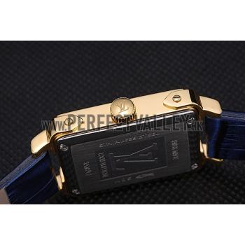 Louis Vuitton Emprise Blue Dial Gold Case Blue Leather Strap  622788