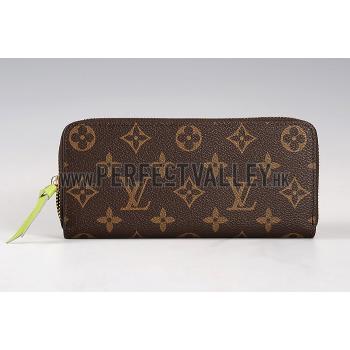 Louis Vuitton Monogram Canvas Zippy Wallet With Green Leather Zipper Pull 608254