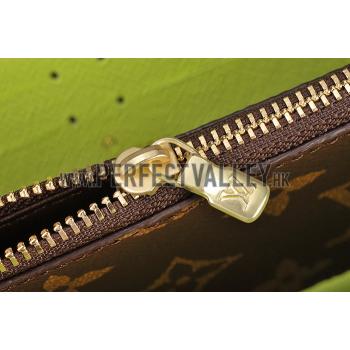 Louis Vuitton Monogram Canvas Zippy Wallet With Green Leather Zipper Pull 608254