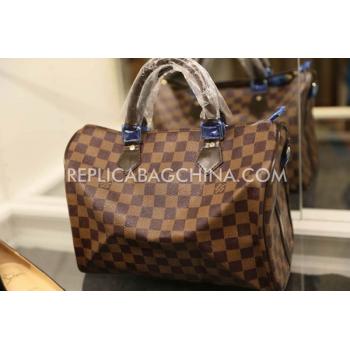 Louis Vuitton Genuine Leather Checker Pattern Brown Handbag Travelling Bag Replica