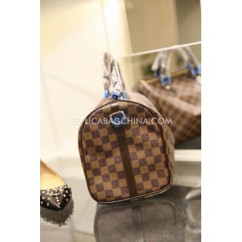 Louis Vuitton Genuine Leather Checker Pattern Brown Handbag Travelling Bag Replica