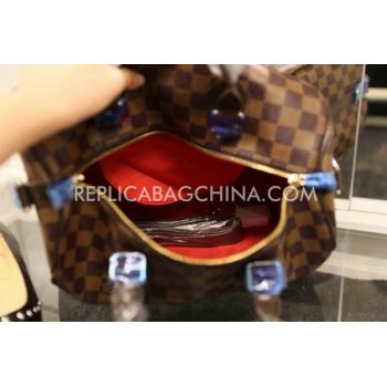 Louis Vuitton Genuine Leather Checker Pattern Brown Handbag Travelling Bag Replica