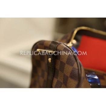 Louis Vuitton Genuine Leather Checker Pattern Brown Handbag Travelling Bag Replica