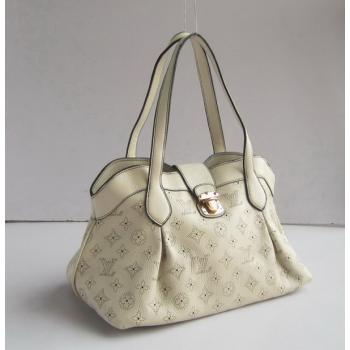 Louis Vuitton Mahina Leather M97081 Beige Cow Leather Ladies Handbag