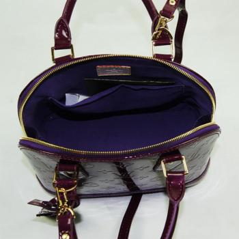 Replica Louis Vuitton Monogram Vernis M91606 Purple Enamel Ladies Handbags HM06872