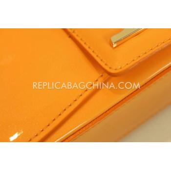 Louis Vuitton Orange Patent Leather Clutch Wallet