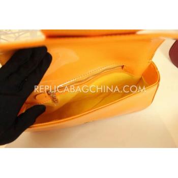 Louis Vuitton Orange Patent Leather Clutch Wallet