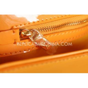 Louis Vuitton Orange Patent Leather Clutch Wallet