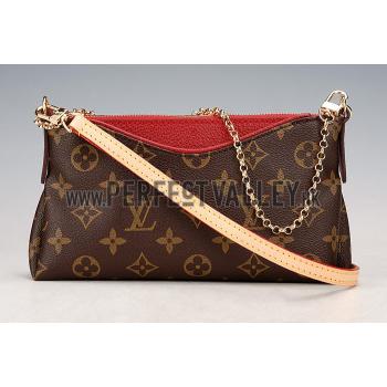 Louis Vuitton Monogram Pallas Clutch Dark Red 18926643